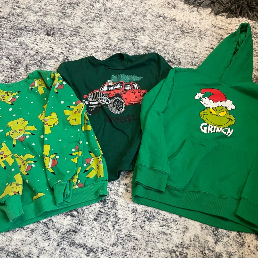 Green Kids Graphic Sweatshirt Set